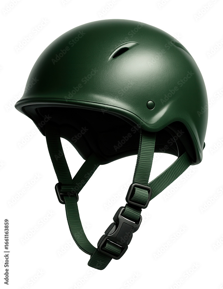 Fototapeta premium Green helmet with quick-release chin strap