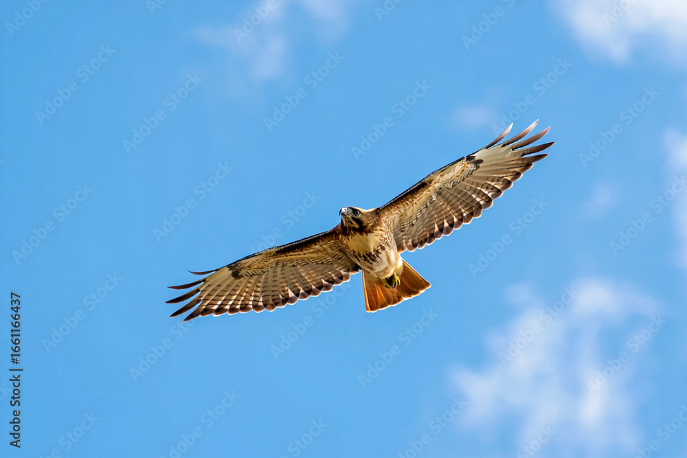 Obraz premium An eagle is flying in the sky.