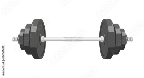 Weightlifting barbell with plates showcasing fitness and strength training
