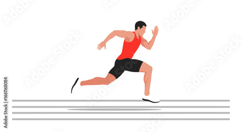 Athletic sprinter in full sprint motion, showcasing dedication and speed
