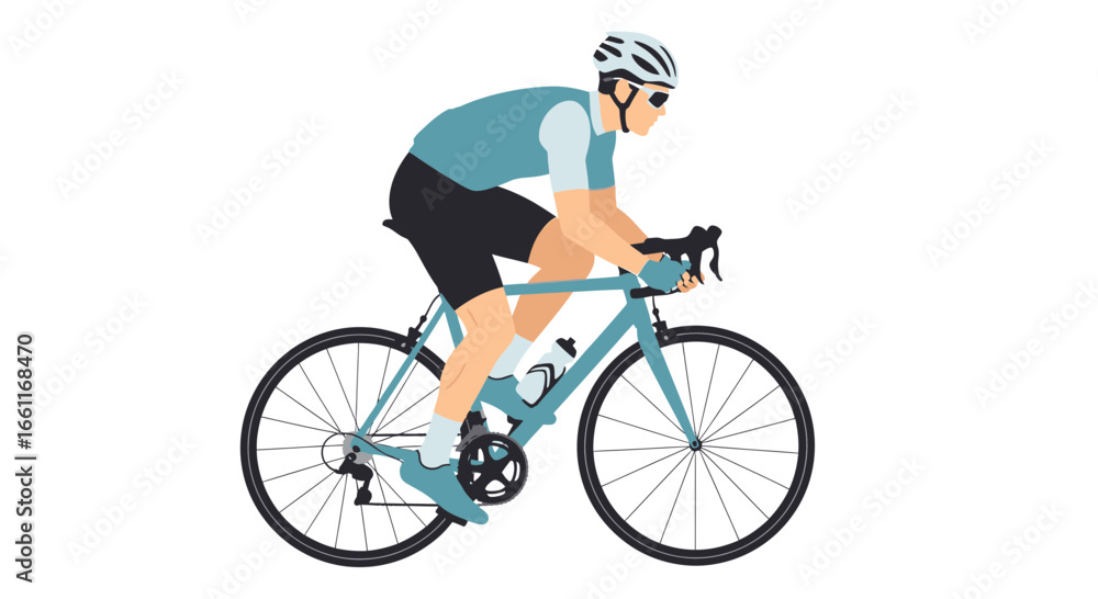 Fototapeta premium Cyclist sprints with determination on road bicycle achieving high velocity