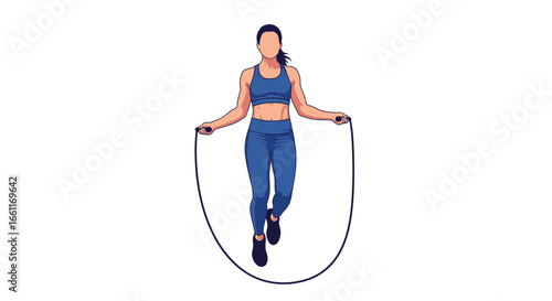 Female athlete jumping rope for fitness and a healthy lifestyle illustration