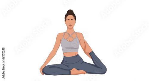 Illustration of a woman in a yoga pose for wellness and relaxation