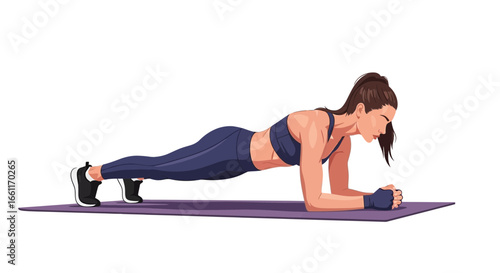 Illustration of a woman performing a plank exercise for core strength