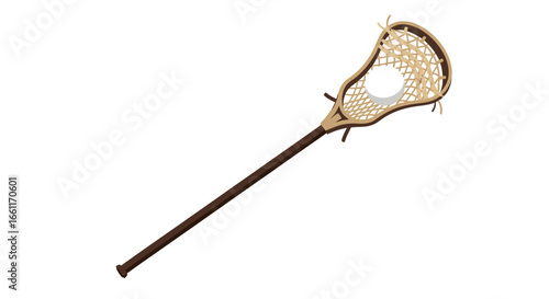 Isolated Lacrosse Stick Illustration with Ball for Athletic Concepts