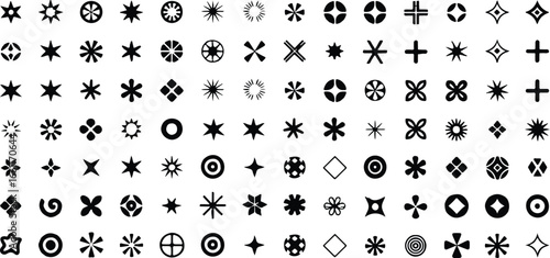 collection of 81 geometric symbols icons grid pattern for vector graphic design branding interface pack minimal stylish