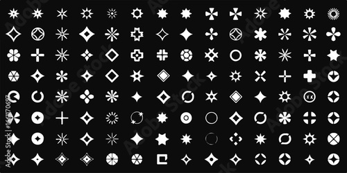 modern minimalist geometric shapes 81 icons grid pack for branding web mobile app ui ux design asset vector pack