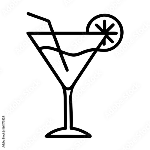 Beverage theme cocktail glass icon transparent background