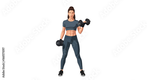 Strong woman lifting weights to maintain health and body strength workout