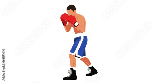 Vector illustration of a boxer in a fighting stance for a boxing match