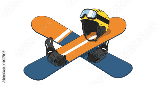 Vibrant snowboard gear illustration for winter sports and recreation needs
