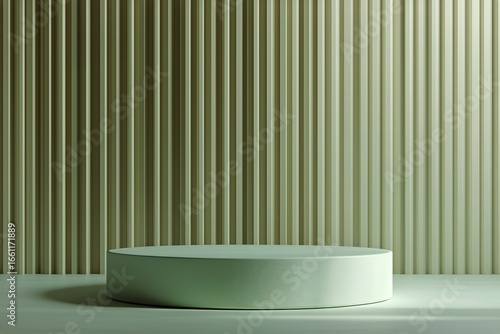 Modern Minimalist Decor With Round Table and Decorative Vase in Soft Green To...