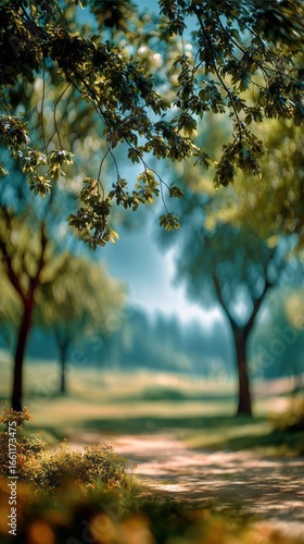 Beautiful Garden Pathway Lined With Trees and Vibrant Flowers During a Sunny ...