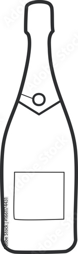 Wedding champagne bottle outline for dinner