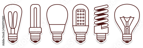 Electricity lamp icon set