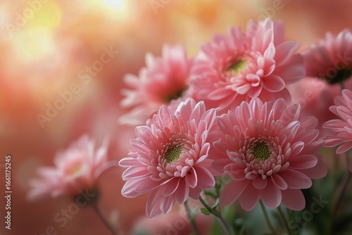 Pink Daisies Blooming in a Garden During Golden Hour Sunlight