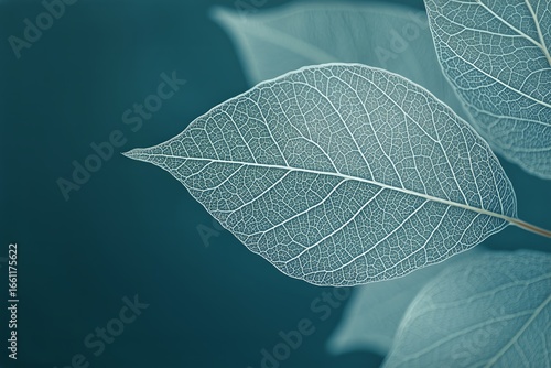 Delicate Translucent Leaves Showcasing Intricate Vein Patterns in a Calming T...