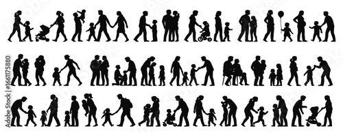 Diverse family silhouettes showcase multigenerational love