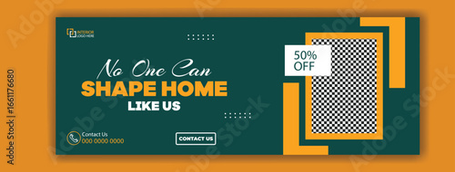 Real Estate Promotion Banner with 50 Percent Off and Contact Us