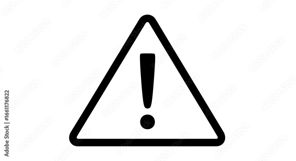 Black and white warning sign with exclamation mark inside a triangle Black and white warning sign with exclamation mark inside a triangle