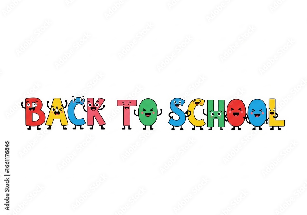 Fototapeta premium Vibrant Cartoon Letters Forming Back to School Phrase, Playful Education Concept.