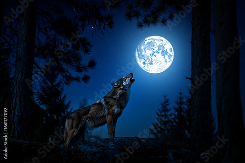 A fox barks at the moon in the middle of the night.