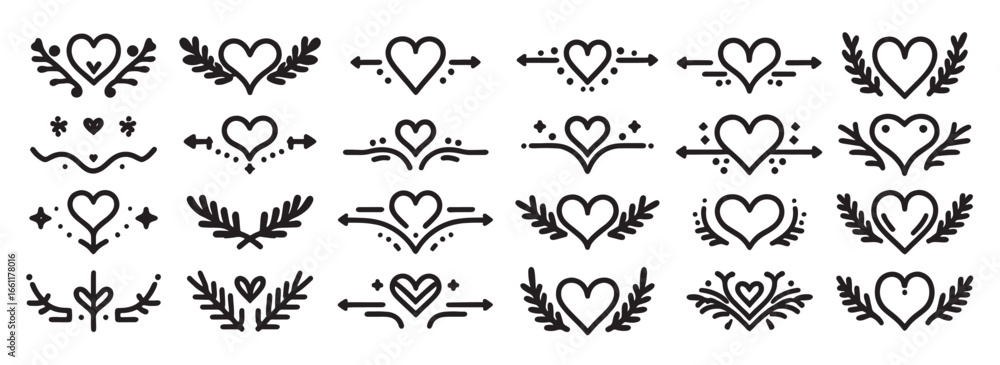 Naklejka premium Heart Text Dividers Clean and Simple vector