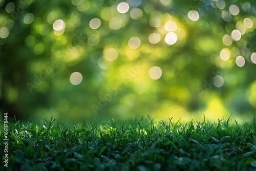 Nature Close-Up Showcasing Vibrant Green Grass Under Dappled Sunlight in a Se...