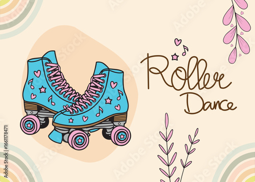 Roller Dance Retro Roller Skates with Floral and Musical Accents