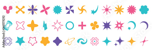 set of brutalist abstract geometric shapes bauhaus memphis