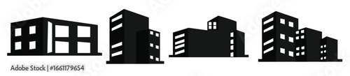 Set of city silhouette in flat style modern urban