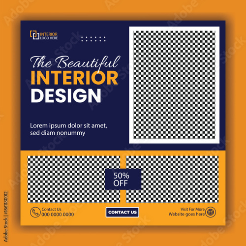 Elegant Interior Design Social Media Post Template for Marketing and Advertising