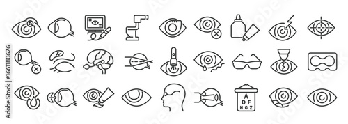 Set of linear icons of Ophthalmology