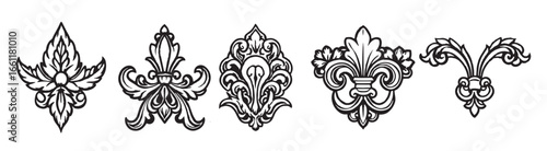 Set of decorative elements in the style of baroque