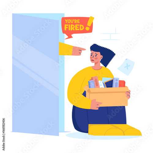 Fired female employe leaving the office vector illustration