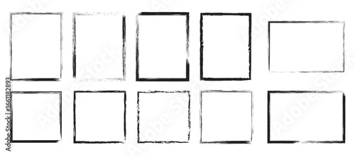 Set of rectangular and square grunge frames illustration 
