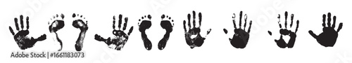 Set of Textured Handprints and Footprints vector