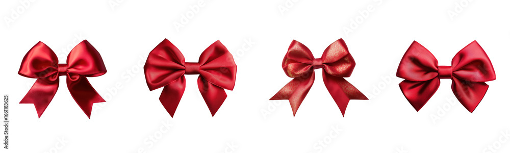Fototapeta premium red bow collection, isolated on white background