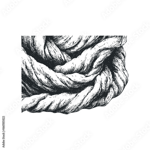 Detailed Monochromatic Textured Close-up of Thick Twisted Rope