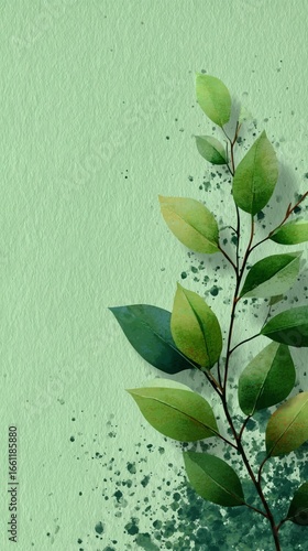 Green Leaves Composition With Textured Background Offering a Natural Aestheti...