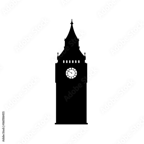 Silhouette illustration of the Elizabeth Tower, also known as Big Ben, London