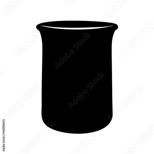 A simple black and white silhouette of a common laboratory beaker shape