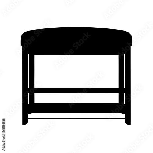 Silhouette of a sturdy bunk bed frame standing on a white background