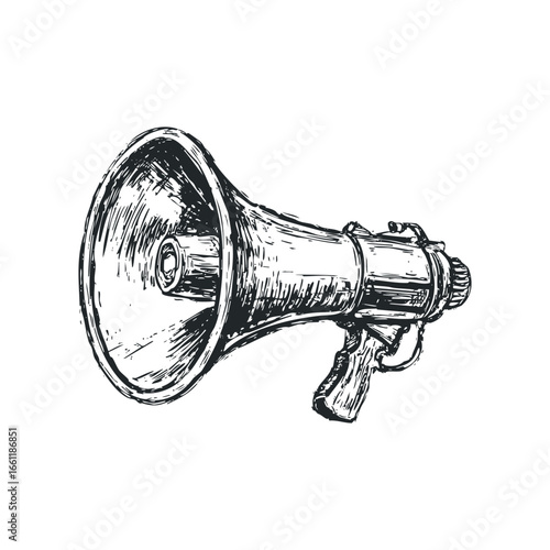 Hand Drawn Megaphone Graphic Representing Amplification and Announcement