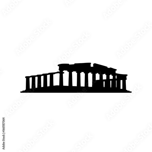 Silhouette of the Parthenon, ancient Greek temple on the Athenian Acropolis