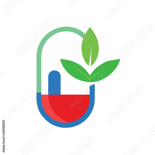 Herbal medicine logo concept design illustrating natural healthcare products and alternative medicine for wellness and vitality symbolizing a blend of science and nature for holistic well being