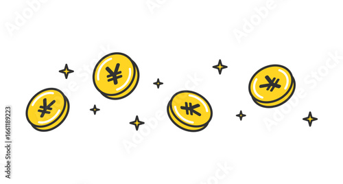 輝くお金。コイン。ポイ活。Shining money coins. Point activities.