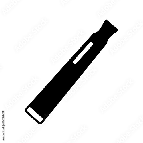 Black and White Icon Depicting a Modern Vape Pen with Transparent Window