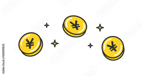 お金が光るアイコンイメージ。ポイ活。Shining money icon image. Point activities.
