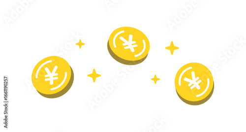 お金が光るアイコンイメージ。ポイ活。Shining money icon image. Point activities.